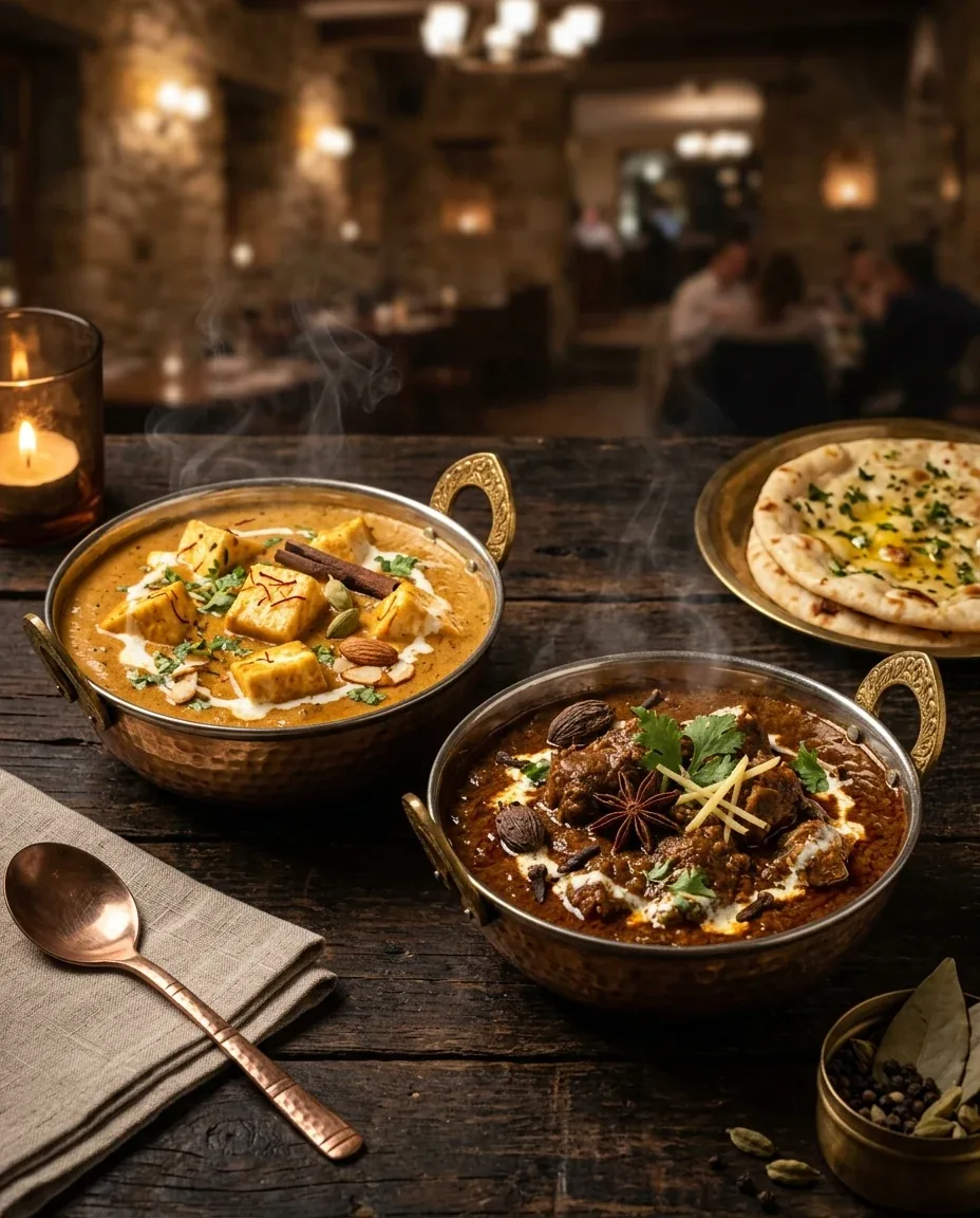 A relaxed family dinner setting at Moti Mahal restaurant, Indirapuram